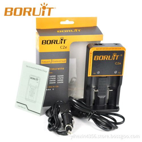 Hot Sale Boruit C2e Smart Battery Charger Compliant 26650/18650 Rechargeable Battery